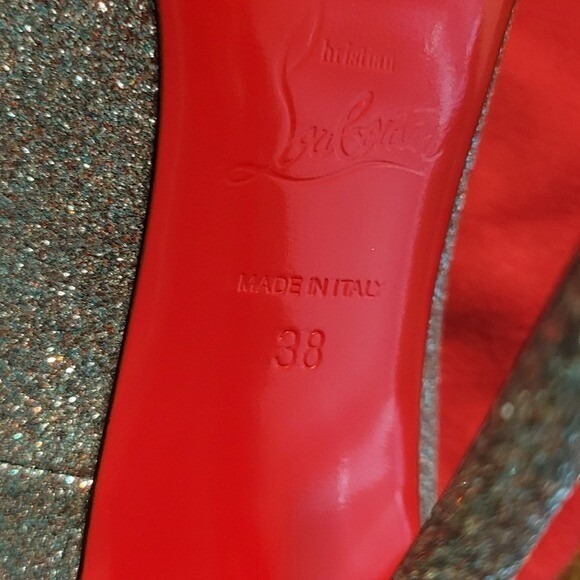 Christian Louboutin Glitter Silver Pointed Toe Stiletto Heels - Picture 6 of 11